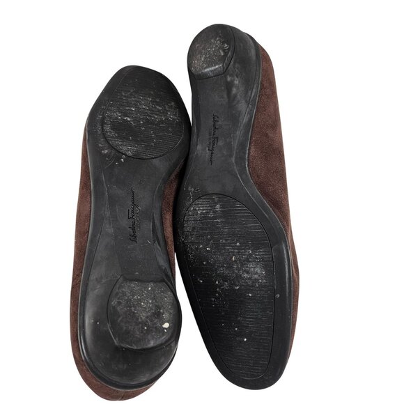 Salvatore Ferragamo Shoes Size 9.5B Womens Brown Suede Slip On Loafers Comfort - Picture 8 of 11